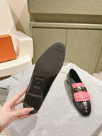 HM Mocassins Royal Loafers Black PInk Sheepskin 445011