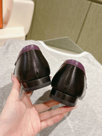 HM Mocassins Royal Loafers Black Purple Sheepskin 445012