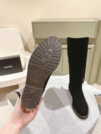 CC Knee-High Boots 40mm Black Suede Leather 447192