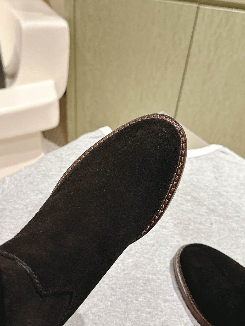 CC Knee-High Boots 40mm Black Suede Leather 447192