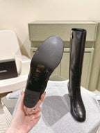 CC 24 FW Knee-High Boots 70mm Black Cowhide 447190