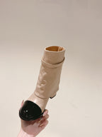 CC 24ss Fold-Over Low Boots 40mm Beige Quilted Sheepskin 447477