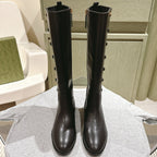 Gucci Button Boots Black Sheepskin 484875