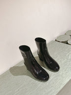 CELINE Les Bottes Triomphe Zipped Boot Black Patent Calfskin 452697