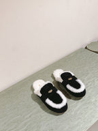 Miu Mule Half Fur  Black Suede