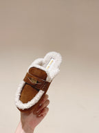 Miu Mule Half Fur Caramel Suede