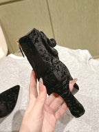 CC Ankle Boots 85mm Black Rough Velvet Fabric
