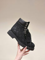 LV x Timberland 6in Ankle Boot 50mm Black Monogram Embossed Suede 450425