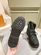 LV x Timberland 6in Ankle Boot 50mm Black Monogram Embossed Suede 450425
