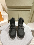 LV x Timberland 6in Ankle Boot 50mm Black Monogram Embossed Suede 450425