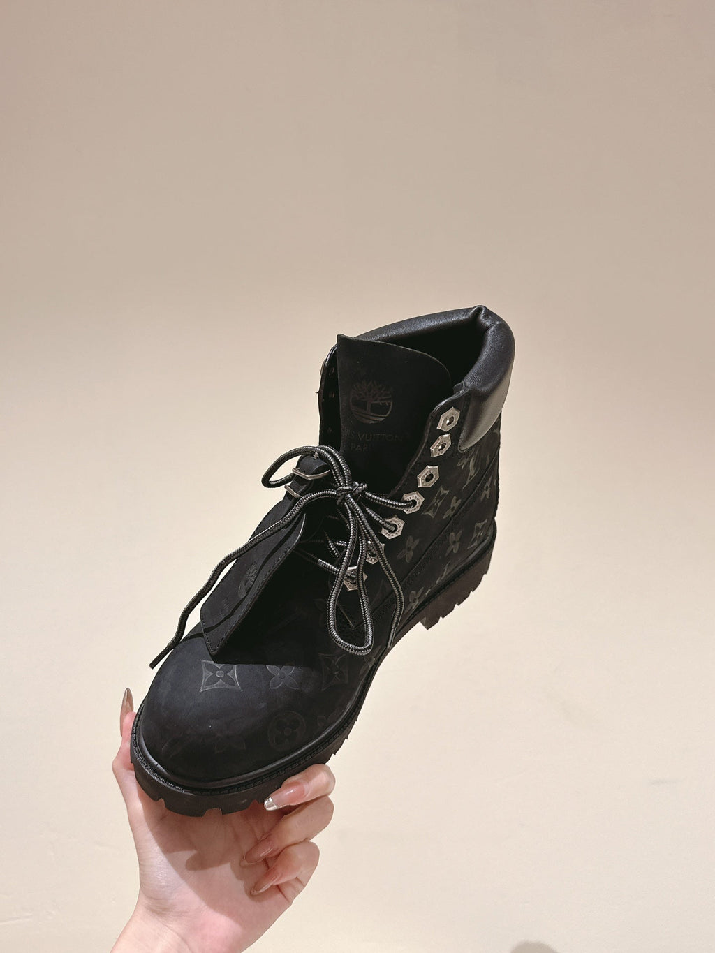 LV x Timberland 6in Ankle Boot 50mm Black Monogram Embossed Suede 450425