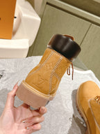 LV x Timberland 6in Ankle Boot 50mm Light Brown Monogram Embossed Suede 450426
