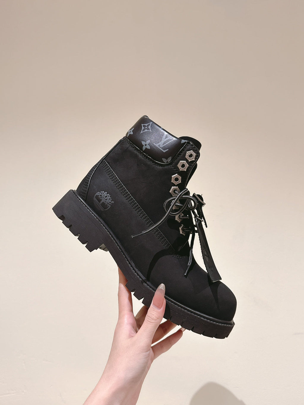 LV x Timberland 6in Ankle Boot 50mm Black Suede & Monogram Canvas 450427