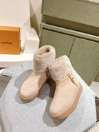 LV Aspen Platform Ankle Boot Beige Suede Cowhide/Shearling 450429