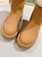 ANKLE BOOTS IN BRONZE BROWN EMBOSSED CALFSKIN AND WHITE SHEARLING