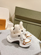 LV Archlight Platform Ankle Boots 5cm White Cowhide Wool 555520