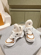 LV Archlight Platform Ankle Boots 5cm White Cowhide Wool 555520