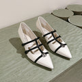 HIGH PUMP 45MM IN WHITE CALFSKIN WITH BLACK STRAPS