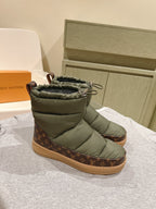 LV Cloud Ankle Boot Sneaker Olive Green Nylon Monogram Canvas
