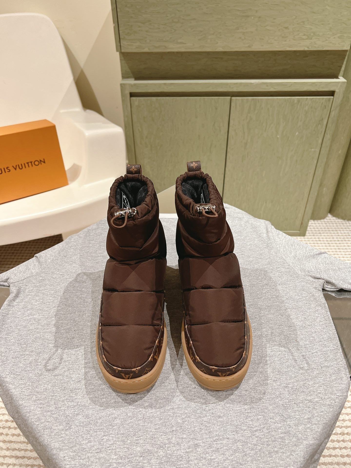 LV Cloud Ankle Boot Sneaker Brown Nylon Monogram Canvas