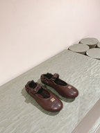 Miu Ruches Ballet Flat Brown Lambskin 445667