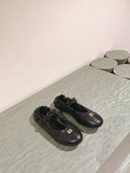 Miu Ruches Ballet Flat Black Lambskin 445668