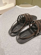 The Row Line Sandals Dark Brown Black Sheepskin 451279
