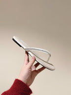 CC 25ss Rhinestone Thong Sandal Beige Velvet 461636