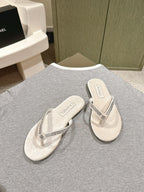 CC 25ss Rhinestone Thong Sandal Beige Velvet 461636
