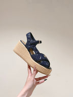 CC 25ss Espadrille Sandals 85mm Charcoal Gray Quited Sheepskin 462239