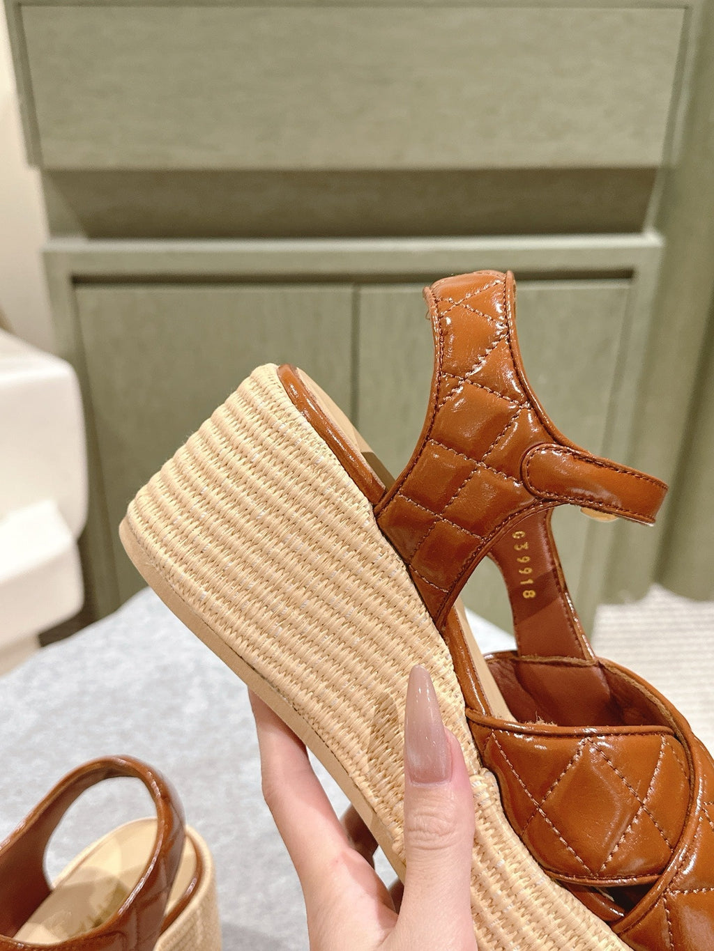 CC 25ss Espadrille Sandals 85mm Caramel Quited Sheepskin 462240