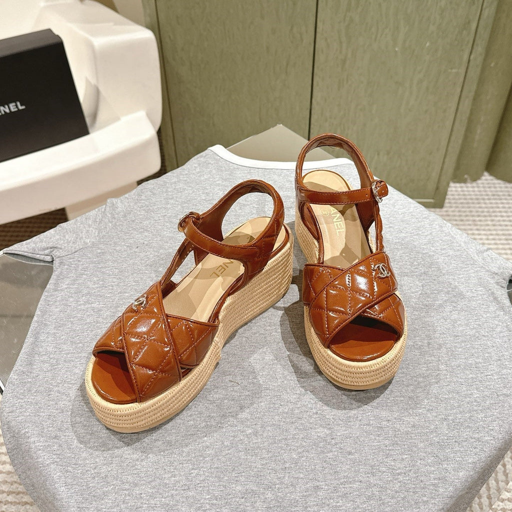 CC 25ss Espadrille Sandals 85mm Caramel Quited Sheepskin 462240