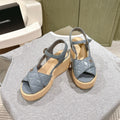 CC 25ss Espadrille Sandals 85mm Slate Blue Quited Sheepskin 462241