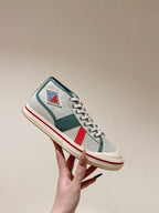 BV Eliot Sneaker Gray/Muted Teal Yellow Cotton Calfskin 446193