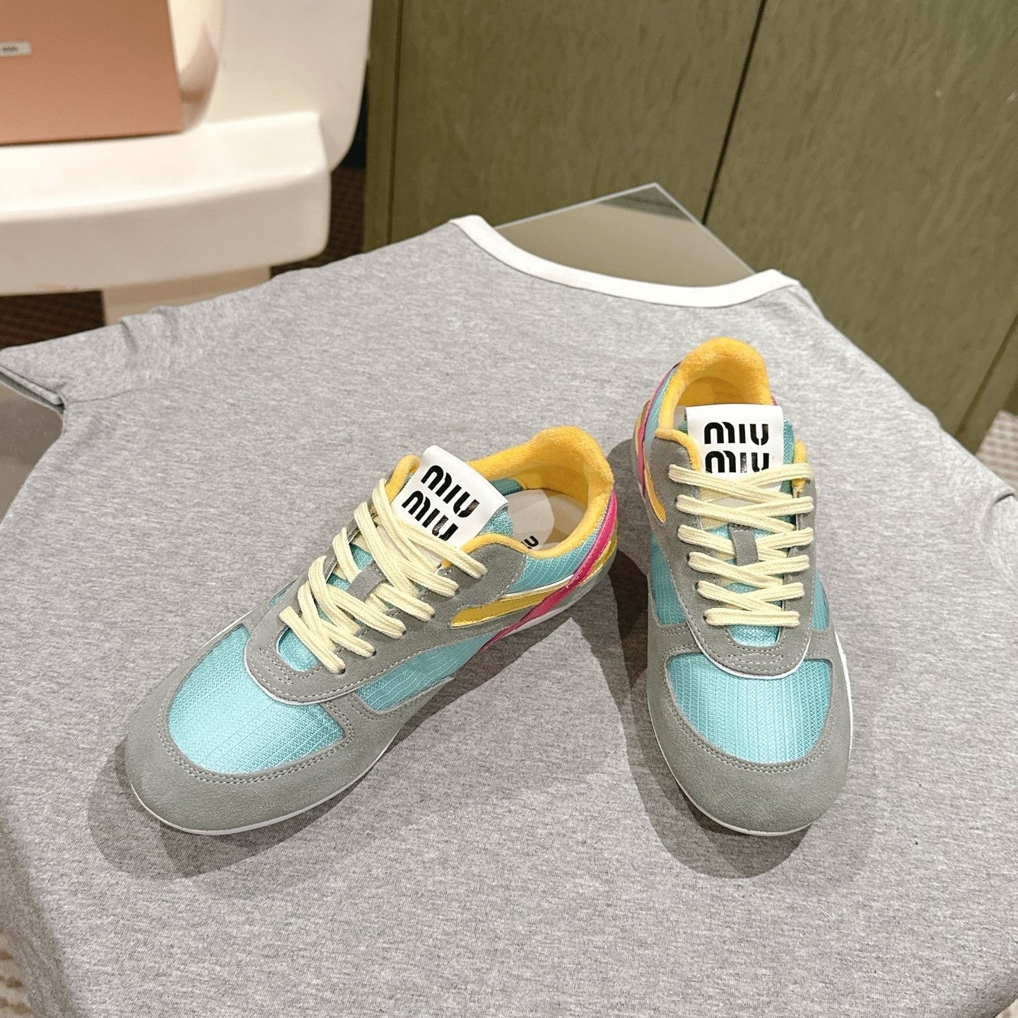 Miu Gymnasium Sneakers Mulitcolor Technical Fabric & Suede 445727