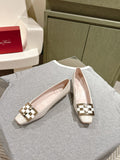 Viv 25 Jewel Flats Beige Imported Cowhide 241906
