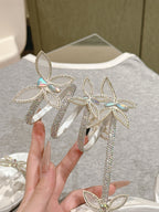 RC 25 Butterfly High-Heeled Sandals White Silk Rhinestones