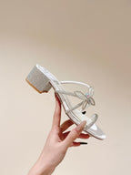 RC 25C Butterfly Diamond Sandals 4.5cm White Silk Rhinestones 268074