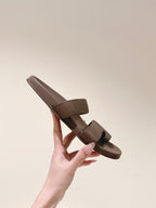 The Row Hugh Slides Brown Cowhide Rubber 451283