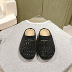 The Row 25ss Perforated Mule 20mm Black Suede 451273