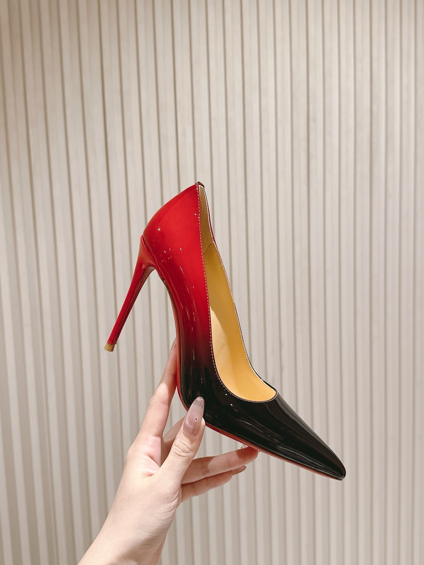 CL 25s So Kate Pumps 95mm Black Mix Red Patent Leather 446679