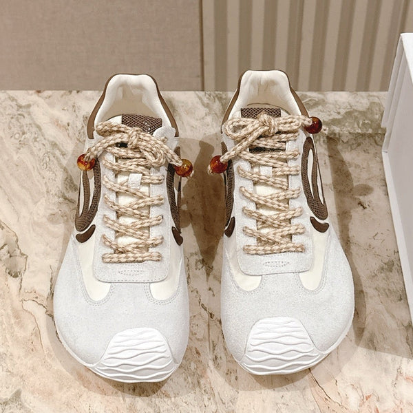 Loewe 2025 Paula's Ibiza Flow Runner Sneaker Ivory Brown Suede Leather 556049