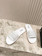 Alaia 2025 Hollow Slippers White Leather 293655