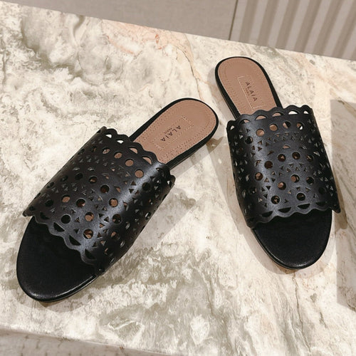 Alaia 2025 Vienne Slippers Black Lambskin 293659