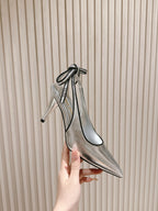 Miu Mordoré Pointed Toe Slingback Pumps 85mm Sliver Cowhide Sheepskin 445790