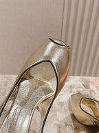 Miu Mordoré Slingback Pumps 85mm Light Gold Cowhide Sheepskin 445794