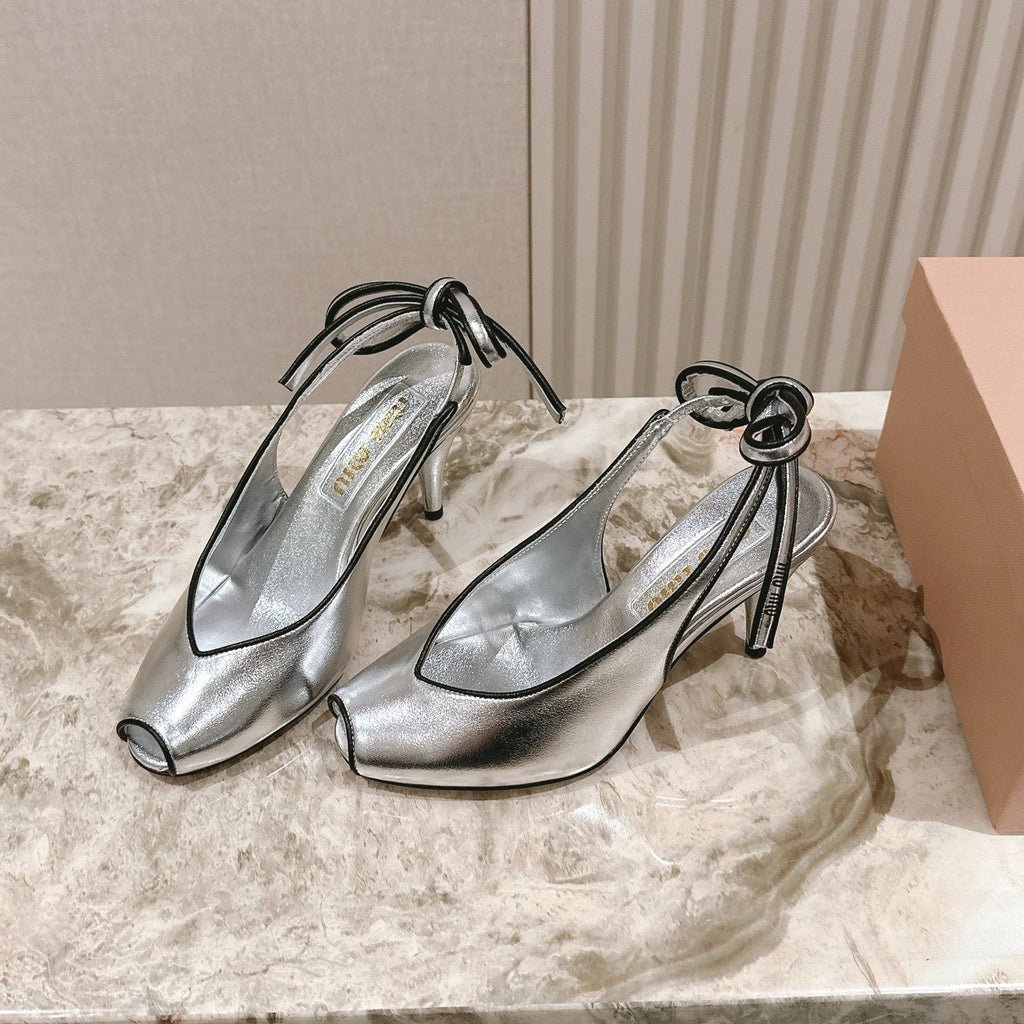 Miu Mordoré Slingback Pumps 85mm Sliver Cowhide Sheepskin 445795