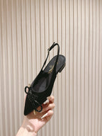 CC 25ss Bow Tie Slingbacks 20mm Black Satin & Patent Leather 447411