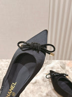CC 25ss Bow Tie Slingbacks 20mm Black Satin & Patent Leather 447411