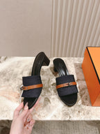 Gigi 50 Sandal Blue Black Calfskin Denim 445329
